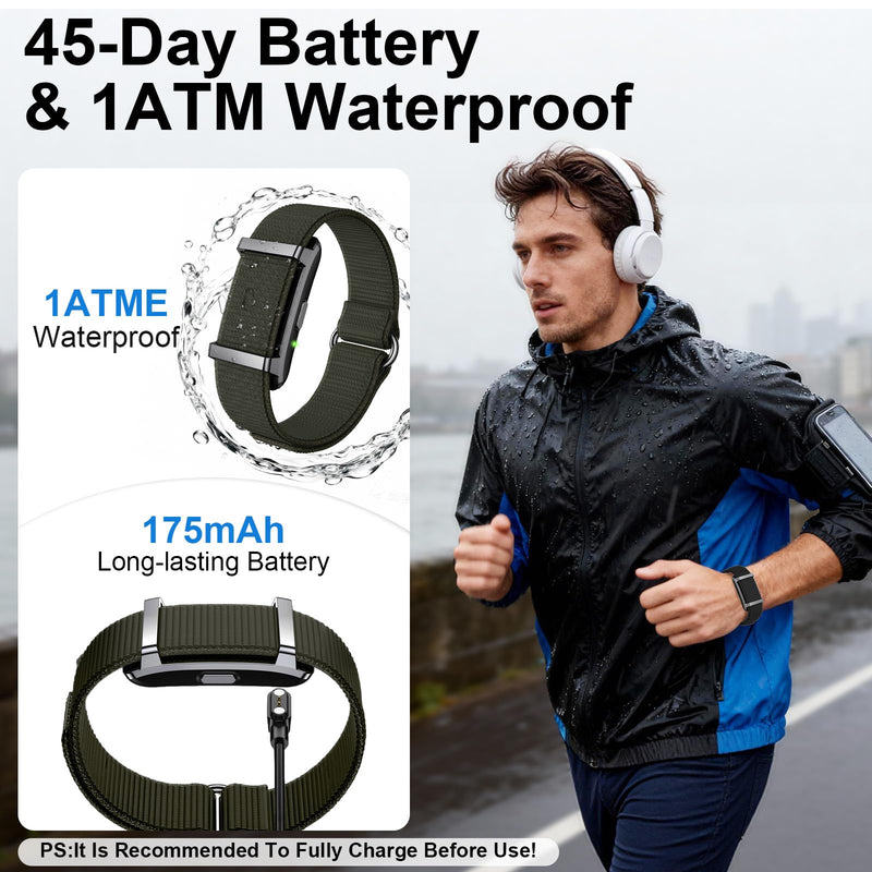 Smart Bracelet Fitness Trackers for Men Women, Smart Watch 24/7 Heart Rate Sleep Stress HRV Monitor, 170+ Sports Modes, 2 Bands, Free APP Dark color