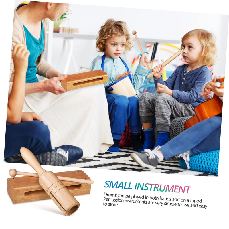 2 Sets orff instrument music lummi sticks percussion instruments wood block with mallet wood percussion blocks rhythm blocks handheld wood blocks macaras major depth sounder wooden Medium As Shown