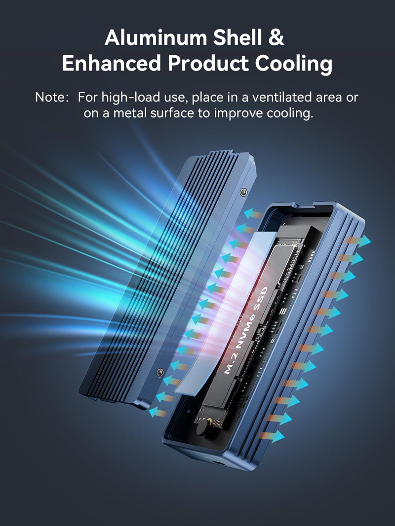ACASIS 40Gbps M.2 NVMe SSD Enclosure with Aluminum for Thunderbolt 4/3/USB4 | Tool-Free Installation;Heat Sink; Noiseless Design;Supports 2280/2260/2242/2230 SSDs;40Gbps;Stable speed TBU405 Air