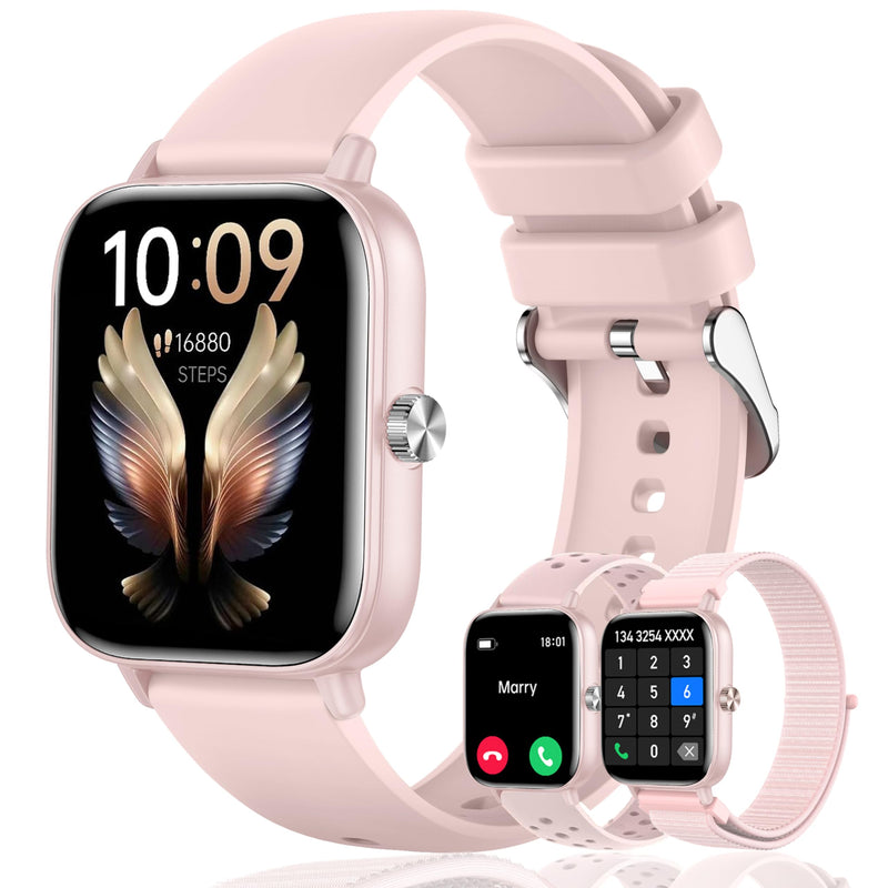 Smart Watches for Women,1.83" HD Watch with Calls and Messages/Heart Rate/Sleep/Female Cycle,Fitness Tracker Smartwatch for Android/iOS Compatible,Pink & Gold