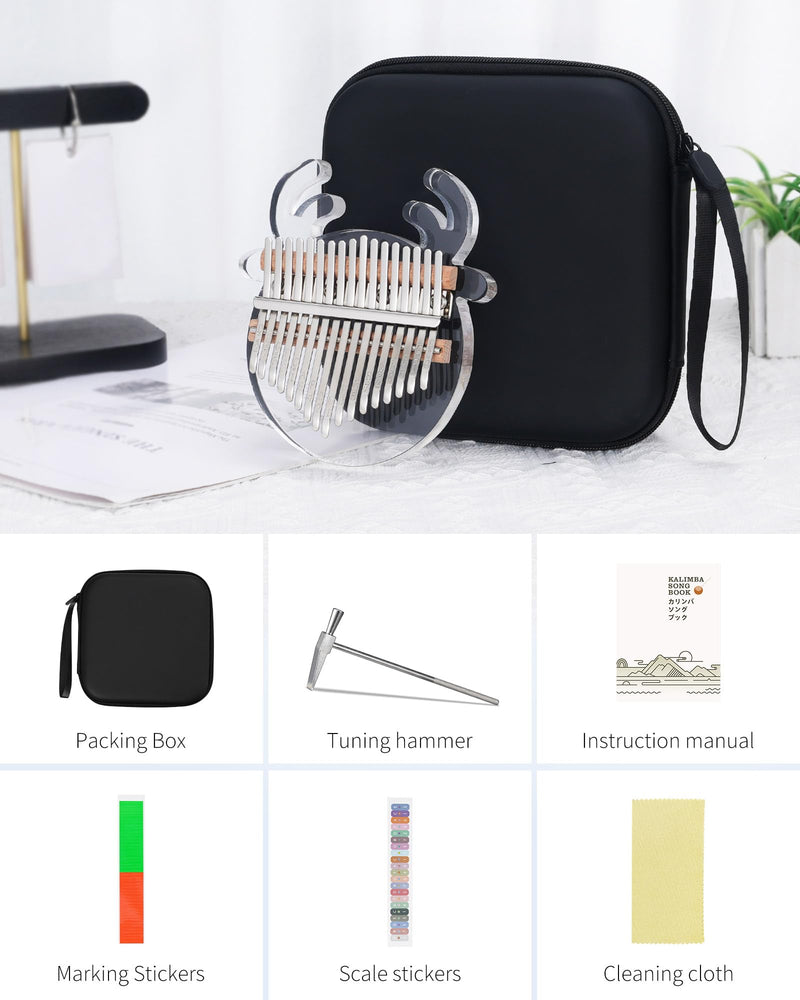 [AUSTRALIA] - LEKATO Reindeer Kalimba Thumb Piano 17 keys, Portable Crystal Acrylic Mbira Finger Piano Kits, Perfect for Kid Adults Beginners, Home & Travel 17 Keys Crystal 