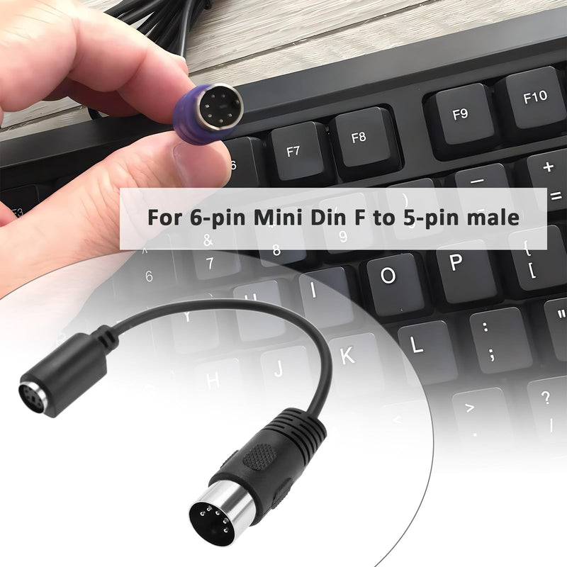 [AUSTRALIA] - 2Pcs Black PS2 Keyboard to at Convertor 5 Pin DIN Male to 6 Pin Mini DIN Female PS2 Keyboard Adapter for Computer PC Keyboard Mouse Converter 