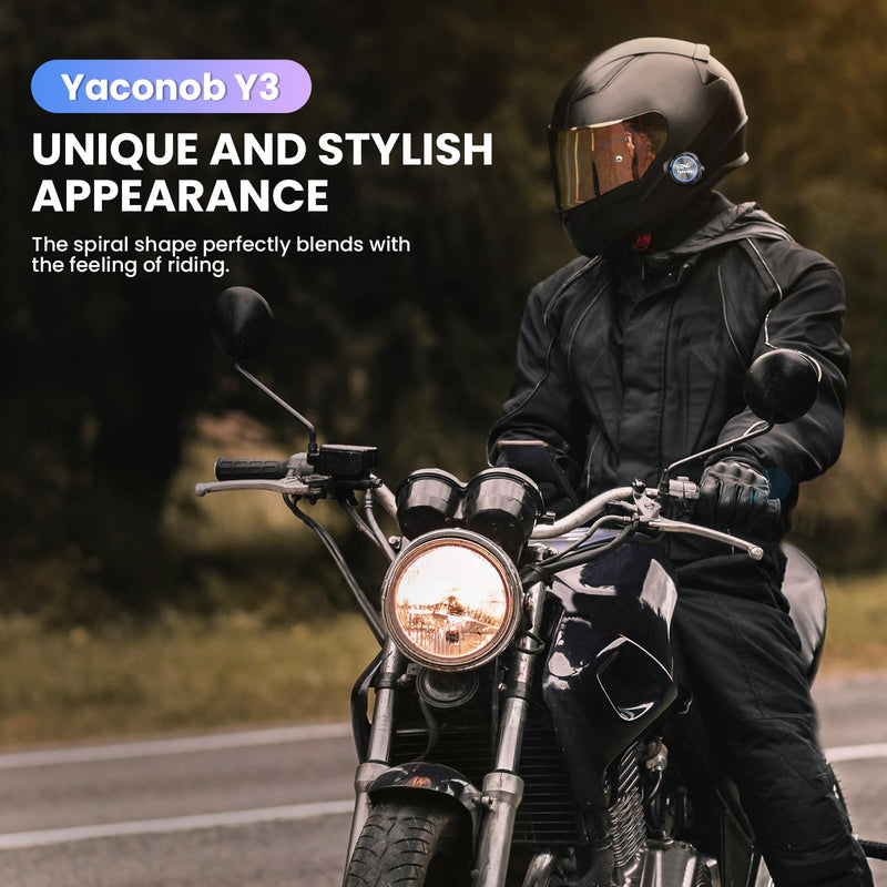 Y3 Helmet Bluetooth Headset (More Suitable for Couples), Auto Answer Phone, Intercom, Music, Intercom, Active Noise Cancellation, Waterproof (1 Pack) 1 Pack