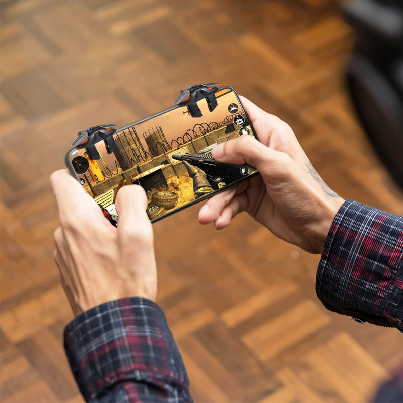 Fone Mobile Gaming Triggers - Cell Phone Game Controller with Aim & Fire Triggers Compatible with iPhone and Phone, 1 Pair with 2 Pcs Gaming Sleeves Shots Fired