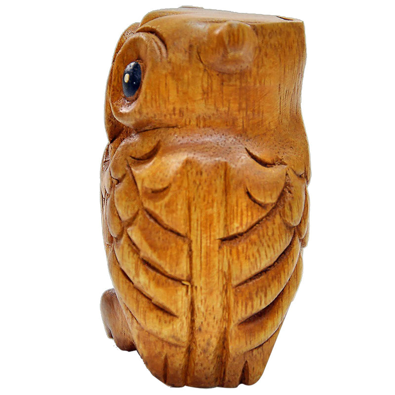 3 Pcs Handmade Wooden Percussion Instruments Animal Set, 3 Inch Wooden Frog, 4 Inch Wooden Cricket, and 2.3 Inch Wooden Owl, Artistic Craft and Unique Gift (Small) S- 3"Frog 4"Cricket 2"Owl