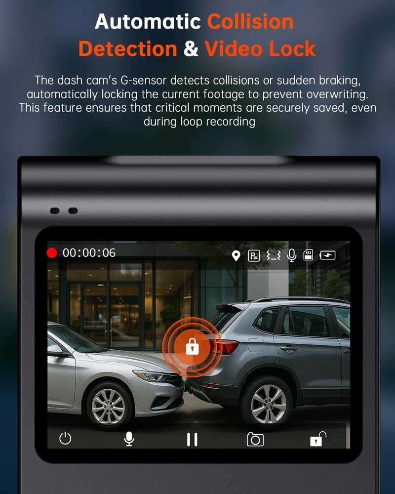 [AUSTRALIA] - Dash Cam Front and Rear, 4K Ultra HD+1080P Dash Camera for Cars, Built-in Wi-Fi GPS, Included 32GB Card, 2.0'' IPS Screen Mini Car Camera, App, Night Vision, 170°Wide Angle, 24H Parking Mode Black 
