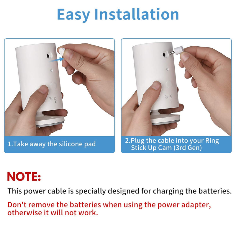 [AUSTRALIA] - ALERTCAM Power Adapter for Ring Stick Up Cam Battery(3rd Gen), with 30ft/9m Weatherproof Outdoor Cable Continuously Charge Your Camera, No Need to Change The Batteries White 