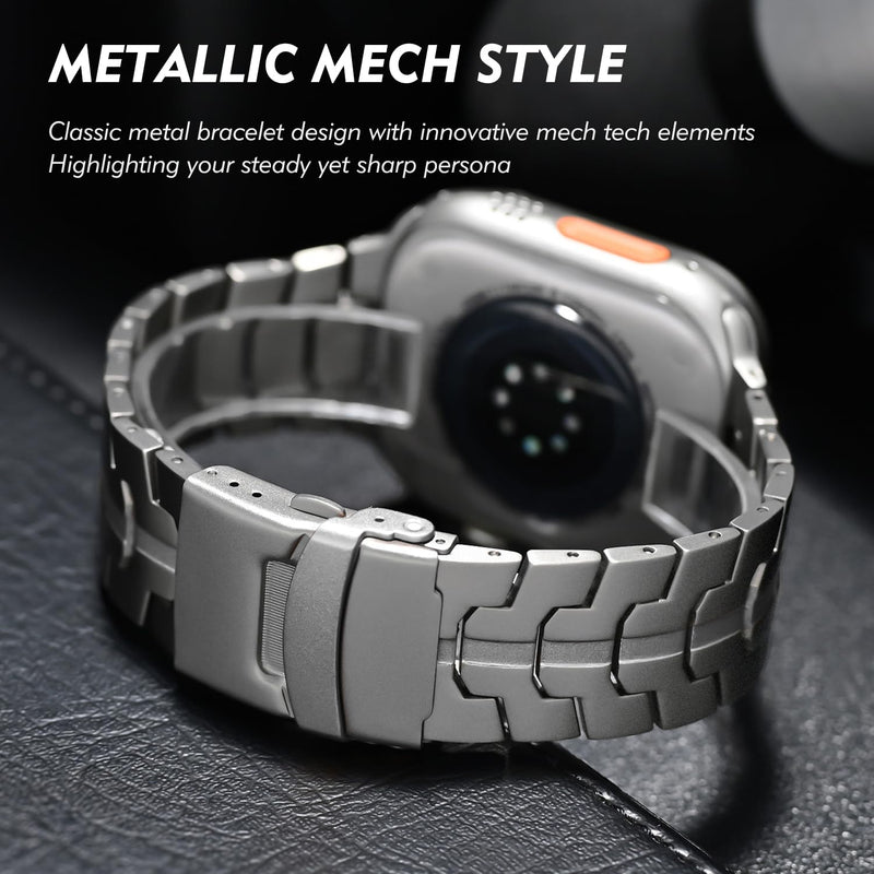 Titanium Band - Lightweight& Scratch-Resistant TA1 Titanium, Adjustable Replacement Strap with Folding Clasp, Compatible with Apple Watch 41mm 42mm