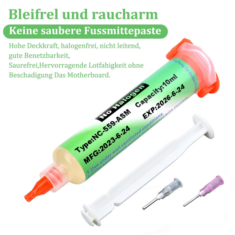 Flux Soldering Paste, Flux, Soldering Flux, with Push Rod, 138°C Soldering Flux No-Clean Soldering Flux for LED Smd Pcb Bga Electronic Soldering (10 ml)
