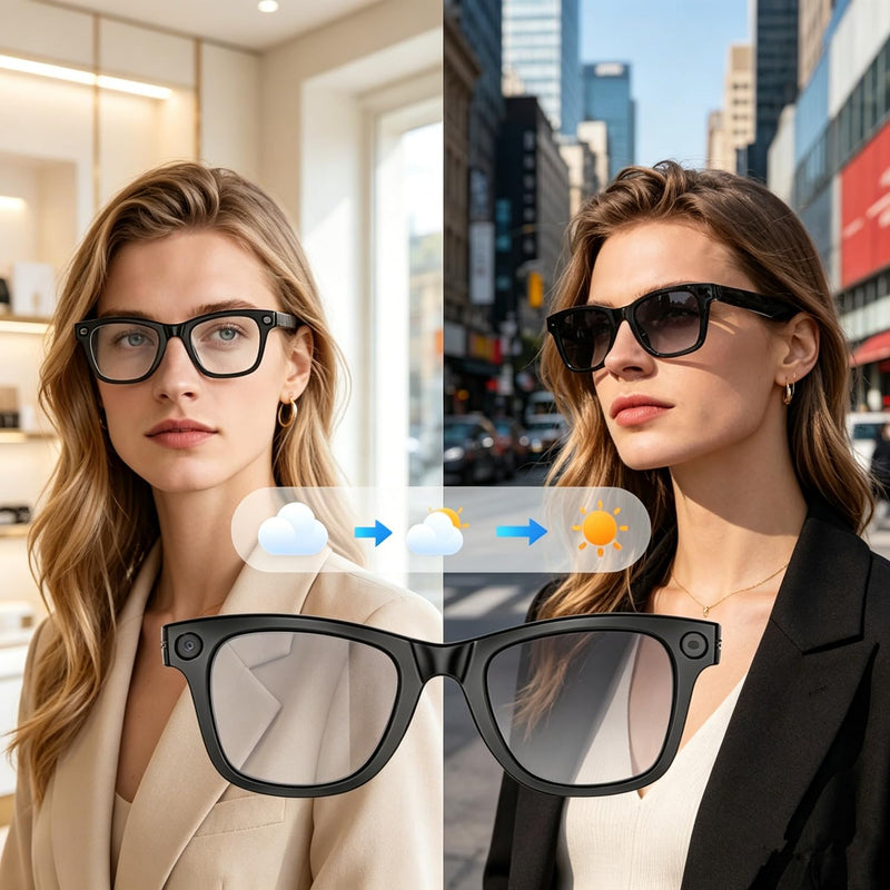 Camera Glasses AI Smart Glasses with Camera and Bluetooth 1080p Video Glasses Outdoor Video Recording Sunglasses 4K HD Outdoor AI Glasses for Men Women Driving Travel Hiking