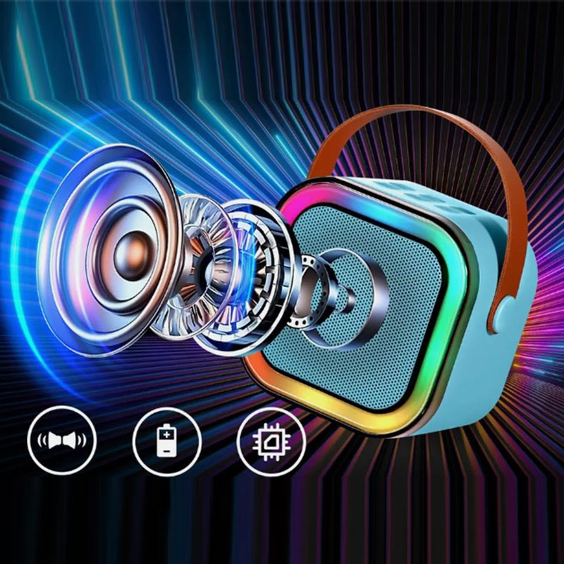 Bluetooth Speaker Small Speaker Wireless Microphone and Singing Integrated Speaker, Suitable for Home School Gatherings, Blue