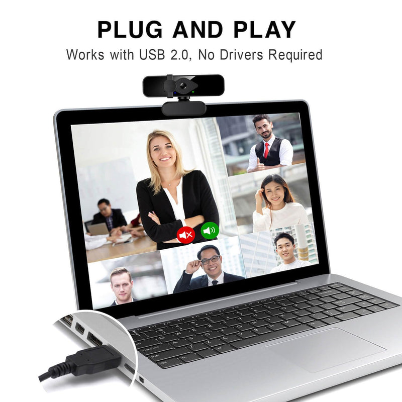 2K Webcam for PC, 85° View USB Computer Camera, with Noise Canceling Microphone & Privacy Cover, HD Web Camera for Desktop Laptop Monitor Mac Streaming, Gaming & Video Calling Webcam 2K Webcam
