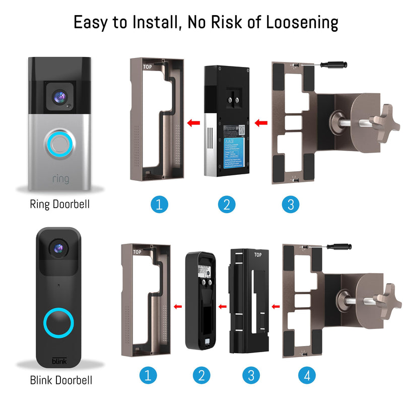 [AUSTRALIA] - Anti Theft Ring Doorbell Mount: Metal Ring Apartment Door Mount Blink Doorbell Camera Holder No Drill - Renter Friendly Ring Doorbell Mount No Damage ‎Frosted Bistre 
