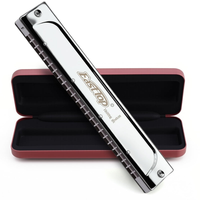 East top Tremolo Harmonica Key of F, 24 Holes Professional Tremolo Mouth Organ T2406S Harmonica For Adults, Professionals and Students