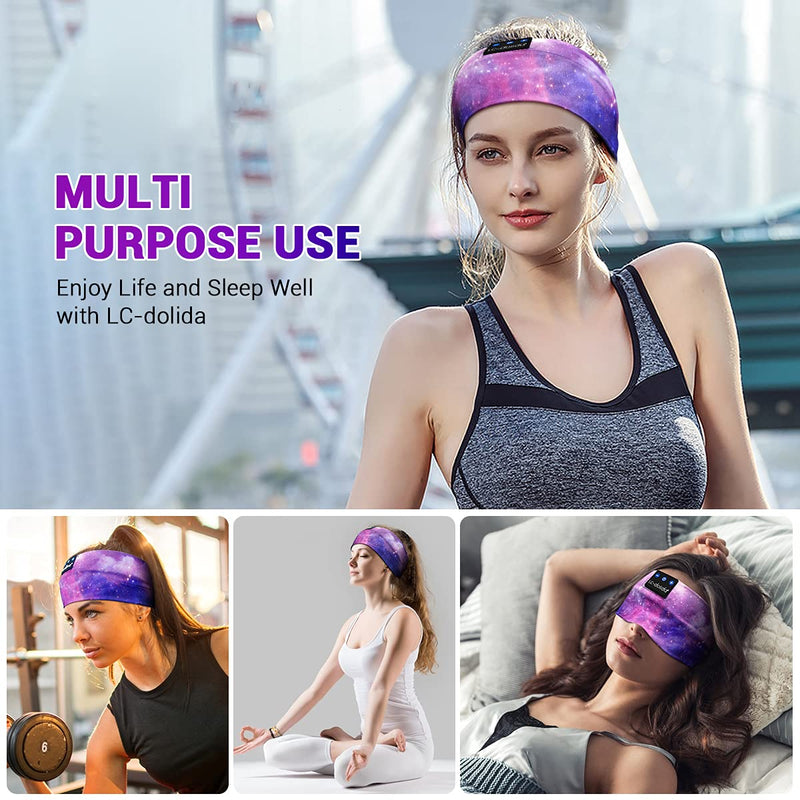 [AUSTRALIA] - LC-dolida Sleep Headphones Bluetooth Headband Sleeping Wireless Headband Headphones with Thin HD Stereo Speakers Perfect for Side Sleepers, Sport, Yoga, Travel Purple Starry 