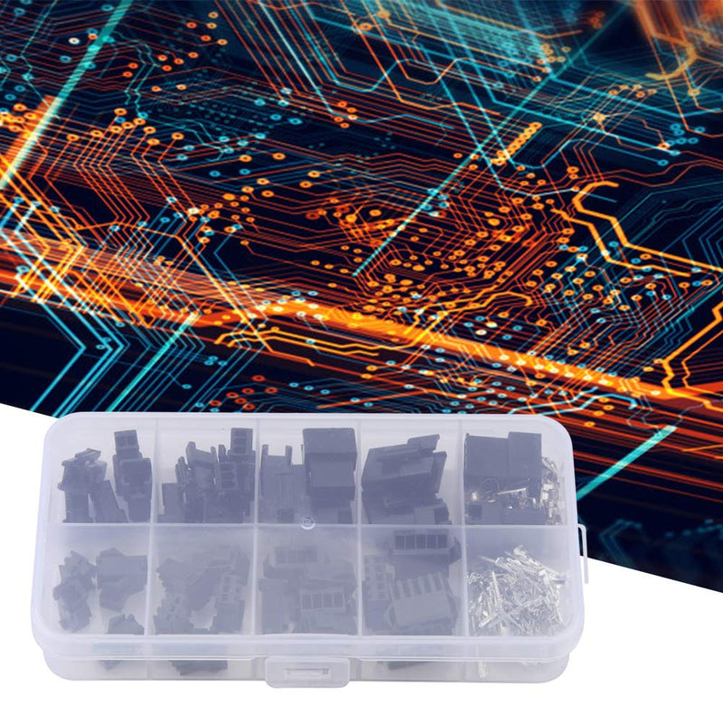200pcs Sm Connectors, JST-SM Connector Kit Molex Pin Connectors 2.54 2/3/4/5-Pin Male Female Wire Bridge Pin Header Housing Set, black