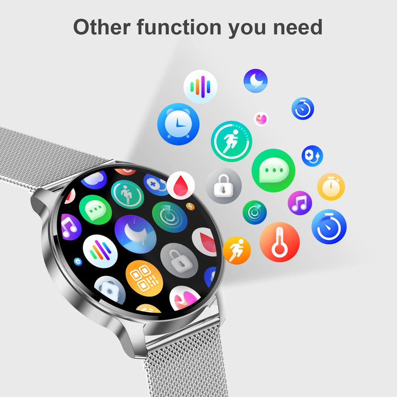 Smart Watch for Women, Bluetooth Smartwatch Make/Receive Calls With 24-hour heart rate&sleep monitor, IP68 Waterproof Fitness Tracker Watch for Android iOS, 120+ Sports Modes, 200+ Dials（Silver）