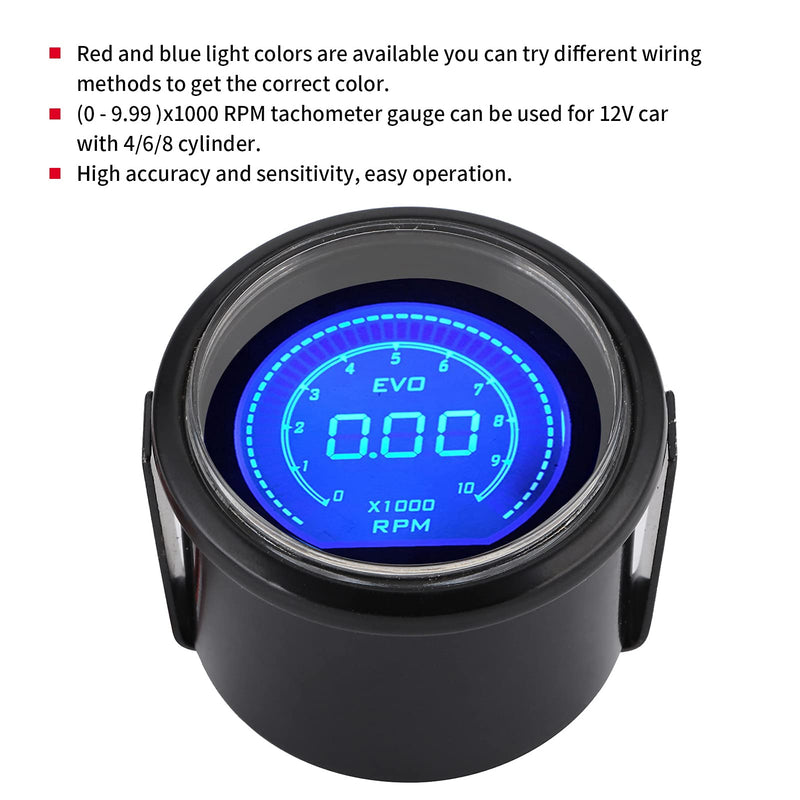 [AUSTRALIA] - Keenso Car Tachometer, 2in LCD Digital Tachometer RPM Meter Universal for 12V Car 