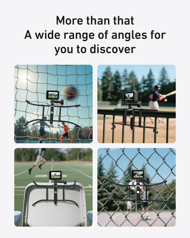 [AUSTRALIA] - TELESIN Fence Mount with Flexible Clamp Arm for Phones GoPro 13 DJI OSMO 360 Action 5 pro,Insta360 X5 Mevo Start Backstop Camera, Softball, Tennis, Baseball Football, Games Live Streaming Accessories 