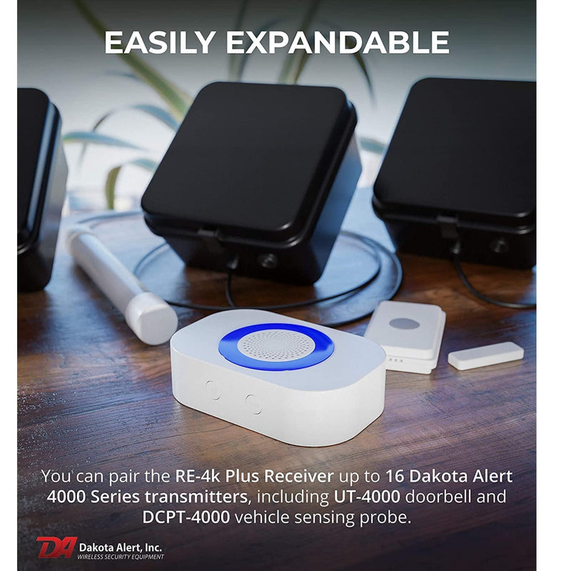 [AUSTRALIA] - Dakota Alert Wireless Receiver- RE-4k Plus- Up to 1 Mile Operating Range - Compatible with All Dakota Alert 4000 Series Sensors: SBB-4000, DCHT-4000, DCMT-4000, DCPT-4000, and UT-4000 Transmitters 