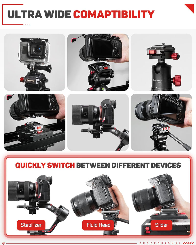 [AUSTRALIA] - IFOOTAGE Q38 Quick Release Plate, Camera Quick Release Tripod Mount Adapter with 1/4" Screw, QR Adapter for Sony Canon DSLR, Tripods, Monopods, Sliders, Stablizers, Monitors Q38-Standard 