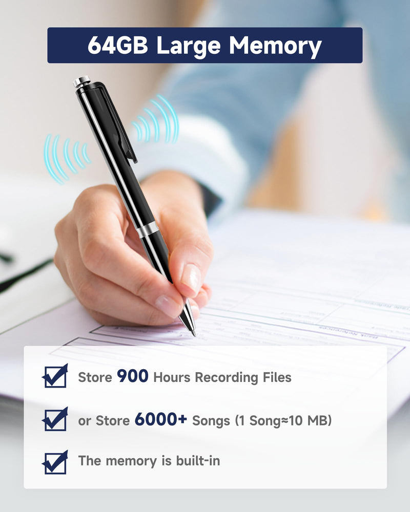 [AUSTRALIA] - 64GB Digital Voice Recorder - (4000 Hours) XIXITPY Voice Recorder with AI Noise Reduction, Voice Activated Recorder for Study Lecture Interview Course 64GB 