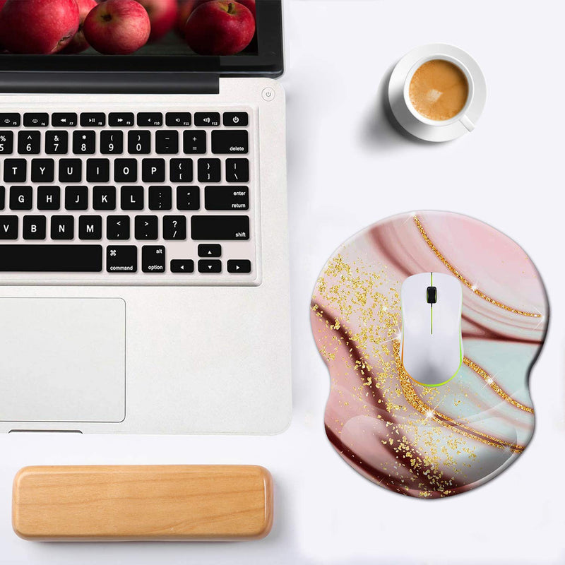 Mouse Pad with Wrist Support, Non Slip Mousepad Wrist Rest for Office, Computer, Laptop & Mac- Durable & Comfortable & Lightweight Ergonomic Support Mouse Mat (Pretty Marble-Wrist-5) Pretty Marble-Wrist-5