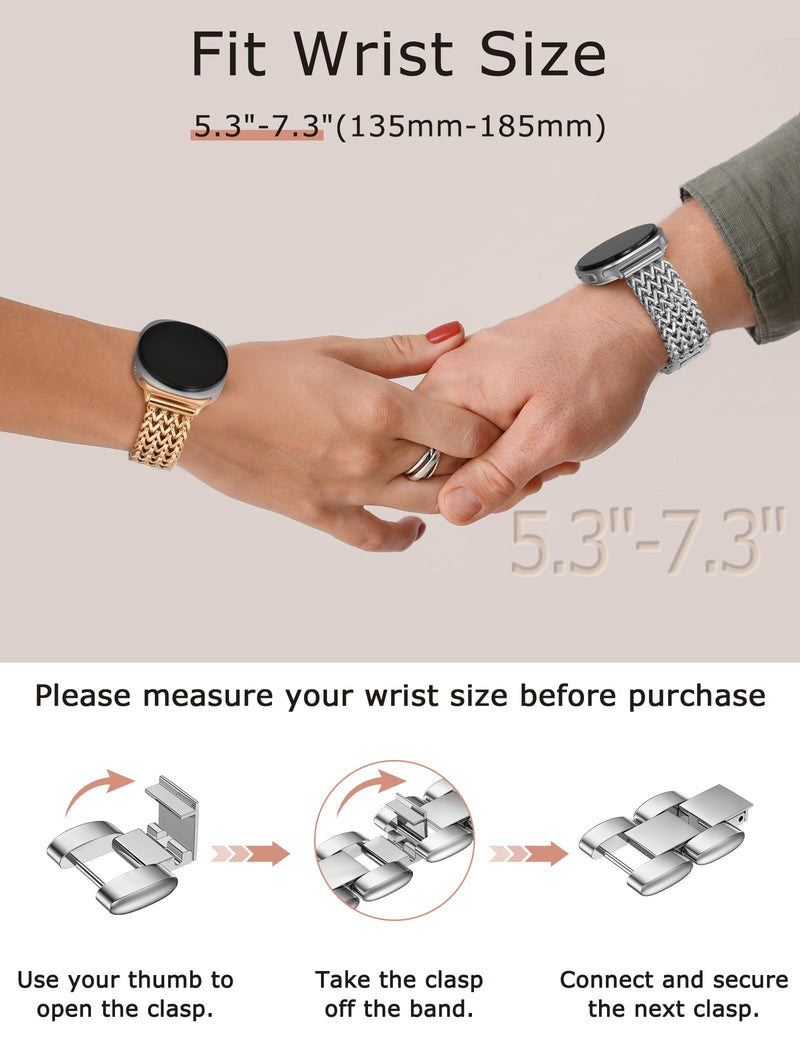 Minyee 2 Packs Watch Band Compatible with Samsung Galaxy Watch 8 40mm 44mm/ 8 Classic 46mm Band Women, No Gap One-Click Multi-chain Mermaid Style Link Bracelet & Soft Leather Designer Strap