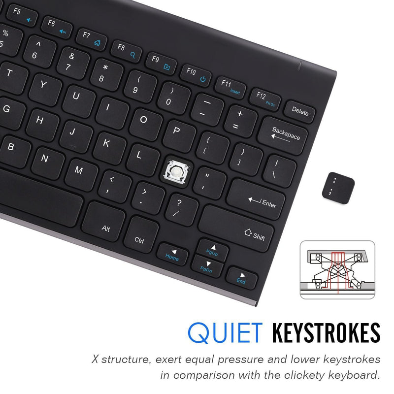 Arteck 2.4G Wireless Keyboard Stainless Steel Ultra Slim Keyboard for Computer/Desktop/PC/Laptop/Surface/Smart TV and Windows 10/8 / 7 / Vista/XP Built in Rechargeable Battery