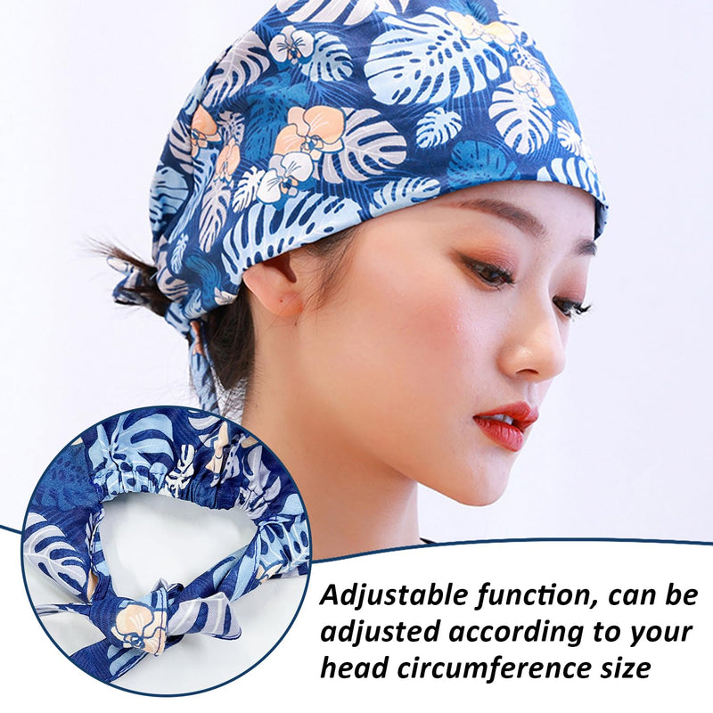 UOPJDD Pack of 2 Nurse Hat, Adjustable Headscarf Hat, Dustproof Hat, Suitable for Medical Supply, Housework, Gardening and Painting