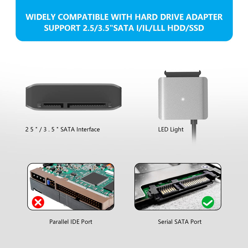 SATA to USB Cable,VCOM Aluminum SATA to USB Adapter ,USB 3.0 SATA III Hard Drive Adapter Converter for 3.5/2.5 Inch HDD/SSD with 12V/2A Power Adapter