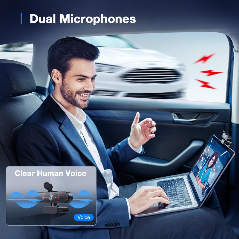 EMEET C960 4K Webcam for PC, PDAF Auto Focus, Dual Omni Mics, 73° FOV | Auto Light Correction, USB-A, Plug&Play, Web cam 4K with Privacy Cover, Webcam 4K Works for Zoom/Teams/Google Meet, Laptop/PC