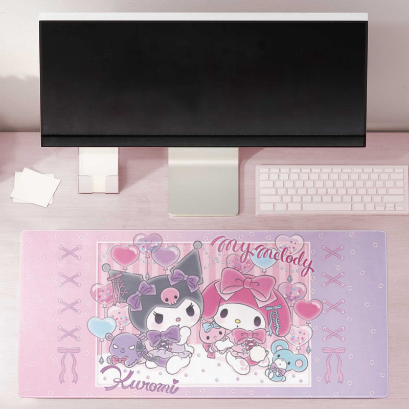 Cute Kawaii Extended Gaming Mouse Pad Large Size, Japanese Anime Cartoon Desk Mat, Art Rubber Waterproof Mousepad with Personalized Design for Girls (Melody & Kuro, 35.4"x15.7") 35.4"x15.7" melody & kuro