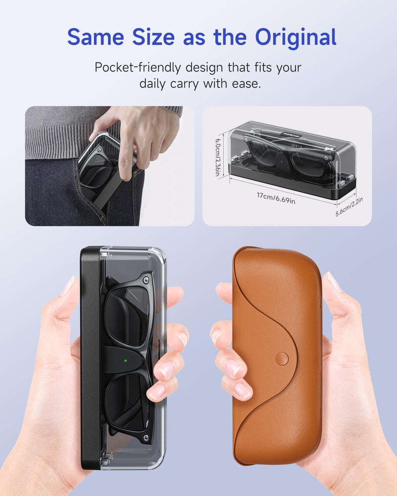 Magnetic Charging Case for Ray-Ban Meta Gen 1 & 2, 3000mAh Power Bank | Fits Gen 1 & 2 Wayfarer, Headliner, Skyler | Gen 2 Blayzer/Scriber Optics | Oakley Meta HSTN | Up to 10 Recharges for Travel