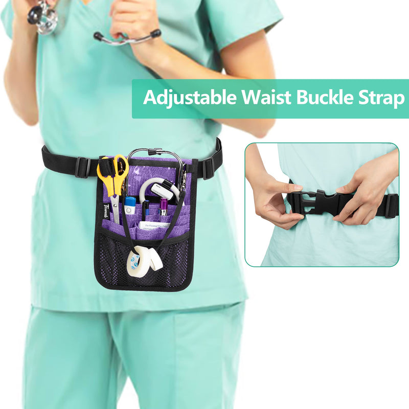 [AUSTRALIA] - Trunab Nurse Waist Pack with Multiple Pocket Pockets for Medical Accessories such as Scissors, Tape, Stethoscope, Thermometer, Nursing Bag, purple, 1 