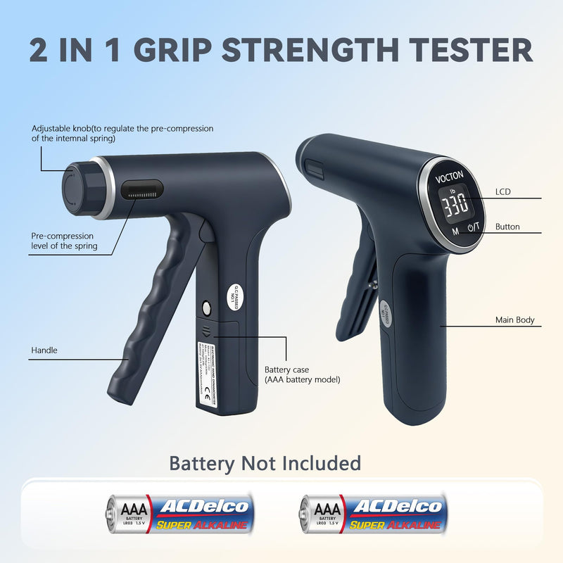 [AUSTRALIA] - 330lbs/150KG Handful Grip Strength Tester, Electronic Hand Dynamometer & Exerciser with Adjustable Resistance Trainer, LCD Screen, Ergonomic Handle for Home and Gym Use(Battery Not Included) 