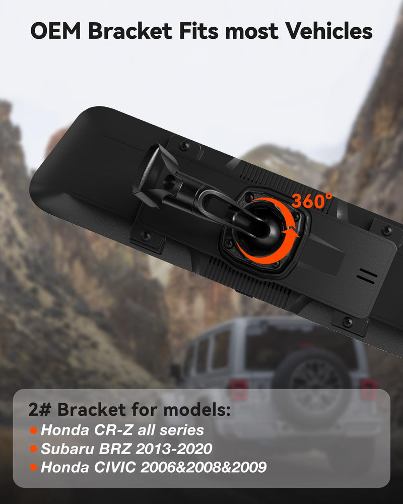 WOLFBOX Model 2 OEM Bracket Fit for Honda CR-Z Full Range,for USB C G840S/G840H/G850/G900 Mirror Dash cam