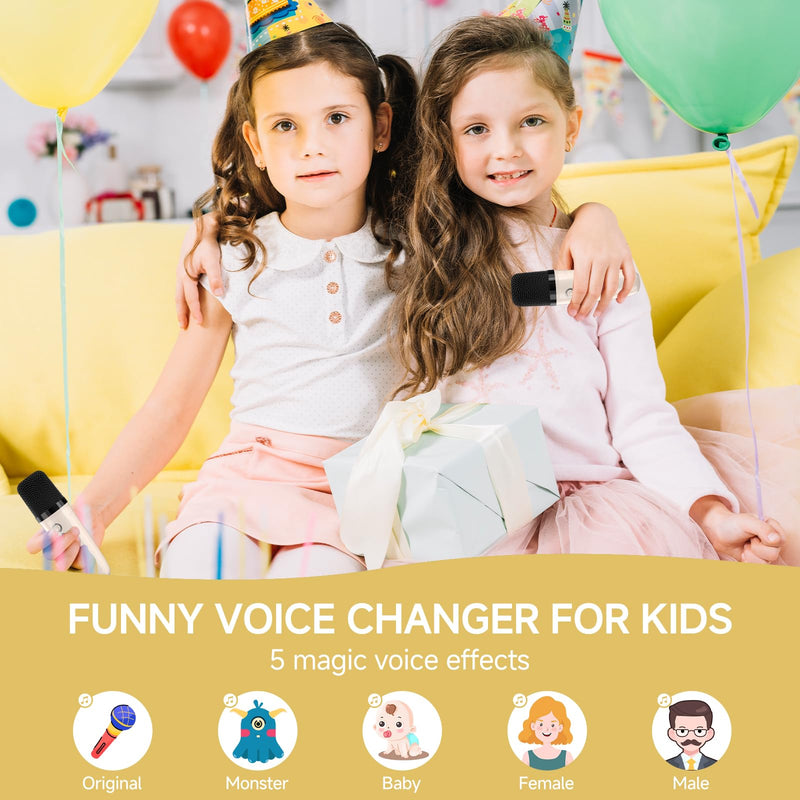 Mini Karaoke Machine for Kids,Portable Bluetooth Karaoke Machine with 2 Wireless Microphones, Kids Karaoke Machine for Birthday Home Party,Gift for Girls Boys（Beige） Beige