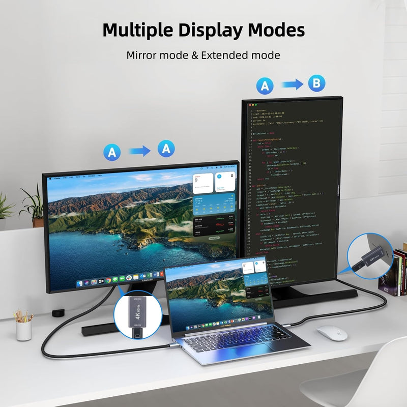 [AUSTRALIA] - USB C Female to HDMI Male Adapter with 3.3FT USB Video Cable, 4K@60Hz Uni-Directional USB Type C Source to HDMI 2.0 Display Converter Thunderbolt 3/4 to HDMI for i-/Phone 17, MacBok, Galaxy - 2 Pack HDMI-02 grey 