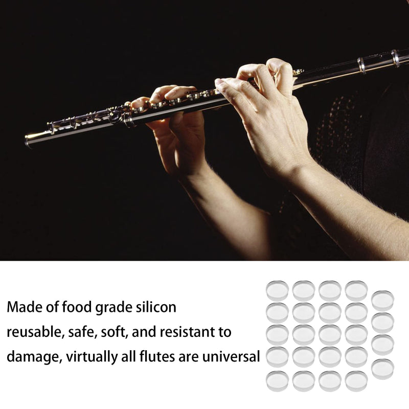 Translucent 7.5x2.5mm Flute Plugs Open Silicone Silicone Hole Plug Flute Repair Accessories Pack of 24