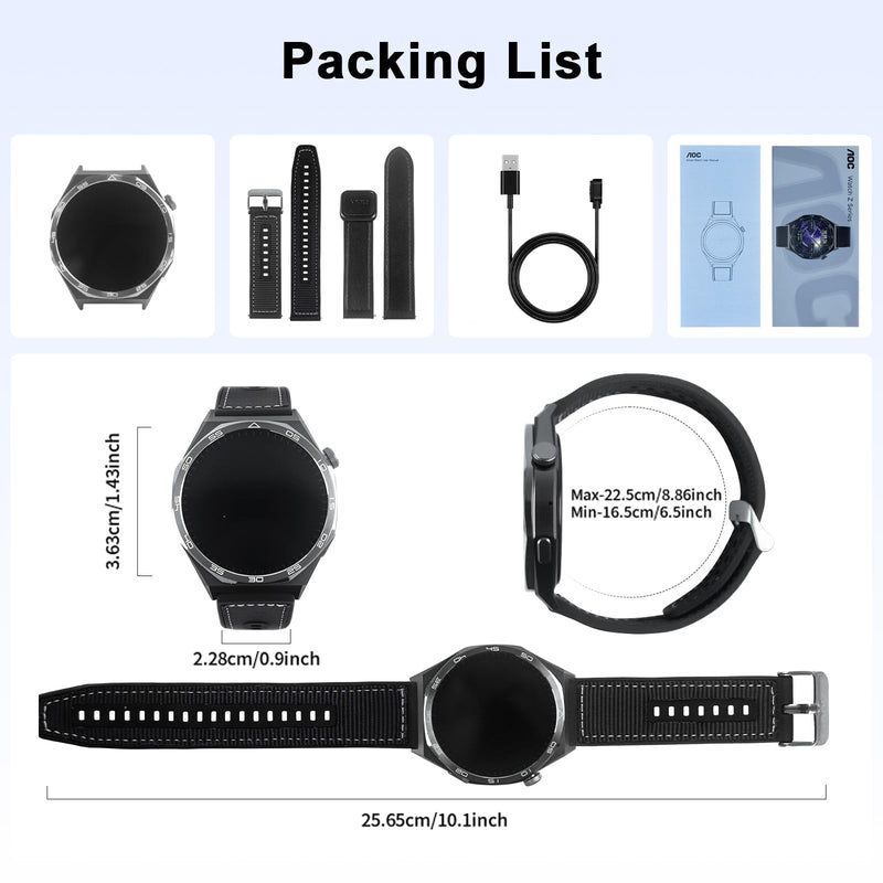 AOC Smartwatch Fitness Sports Watch 1.43 AMOLED HD Touchscreen, AI GPT, Bluetooth Call, Voice Assistant‌, Heart Rate & Sleep Tracking Monitoring, IP67 Waterproof for Men & Women Black