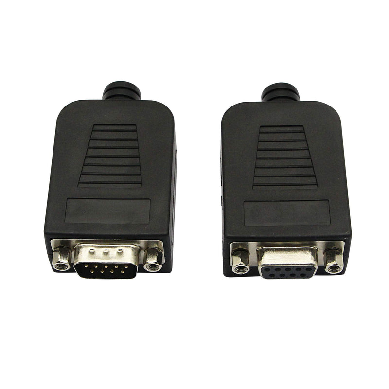 SinLoon DB9 Connector Adapter RS232 Serial Port D-SUB Adapter Plate Breakout Board Solder-Free (1-Pair Male+Female with Screwdriver ，Black Rubber Core)