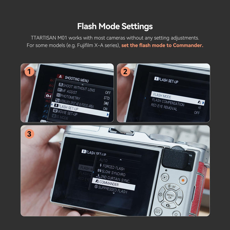 [AUSTRALIA] - TTARTISAN M01 On-Camera Flash, Mini Flash Speedlite for Hot Shoe Camera, Lightweight Xenon Flash Light with 4 Power Level GN12 5600K±200K Compact Retro Camera (1) 