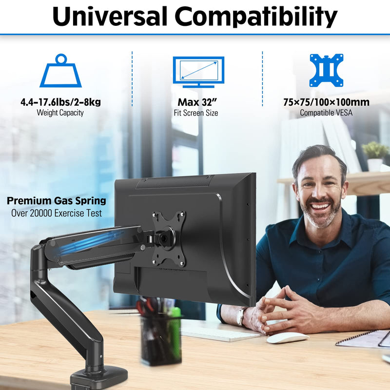 MOUNTUP Single Monitor Desk Mount Holds Screen up to 32 inch+Monitor Mount Reinforcement