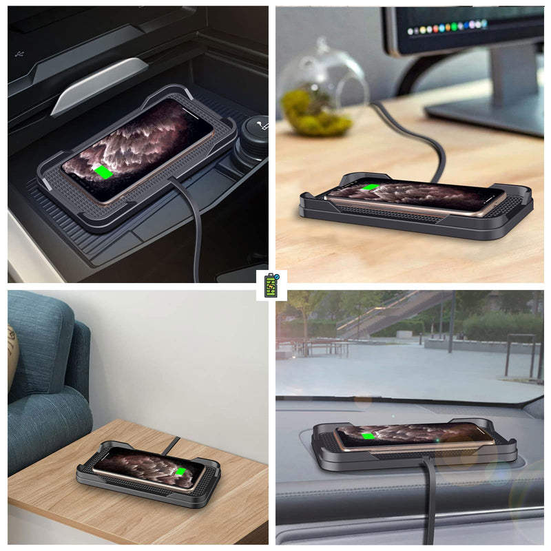 Wireless Charger Car Charging pad,Polmxs 15W Fast Wireless Phone Charger Cell Phone Cordless Charging mat Compatible with iPhone 11/12/12/14/15 Galaxy S21/S22/S23/24 (C12Y)