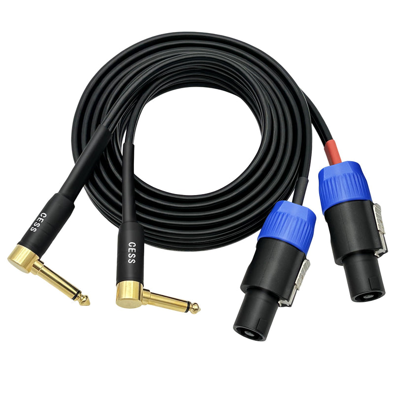 [AUSTRALIA] - CESS-133-6f Right-Angle 6.35mm 1/4 Inch TS Plug to Speakon Plug Speaker Cable, 2 Channel, Durable Heat-Shrink Protected Metal Housing (6 Feet) 6 Feet 