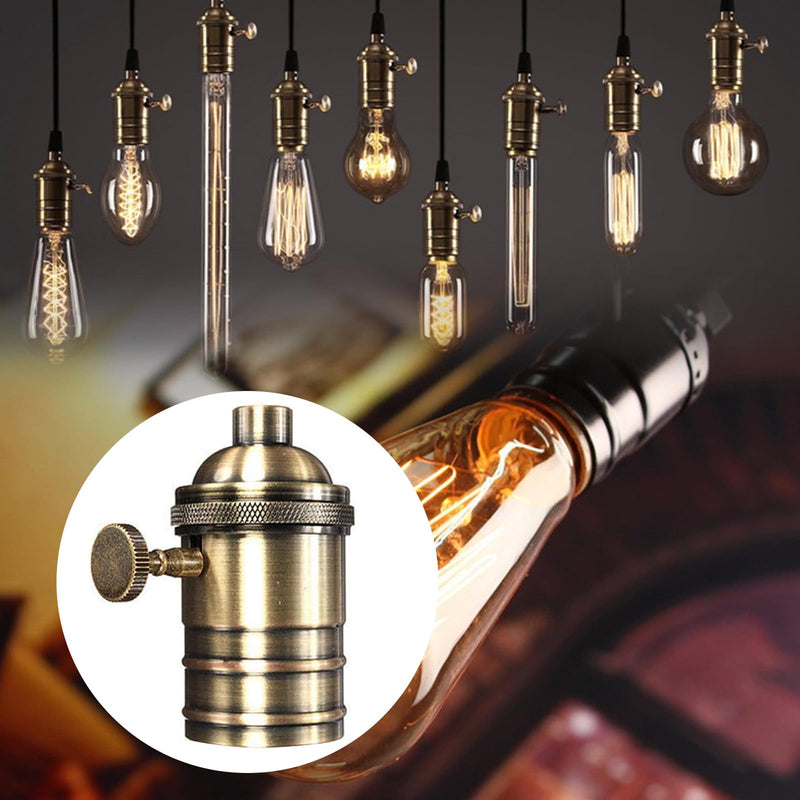 [AUSTRALIA] - Telituny Vintage Solid Lamp Holder, Vintage Lamp Holder E26/E27 Antique Lamp Holder with On/Off Switch Pendant Light Socket for Edison Screw Bulb, DIY Wall Table Ceiling Lamp 