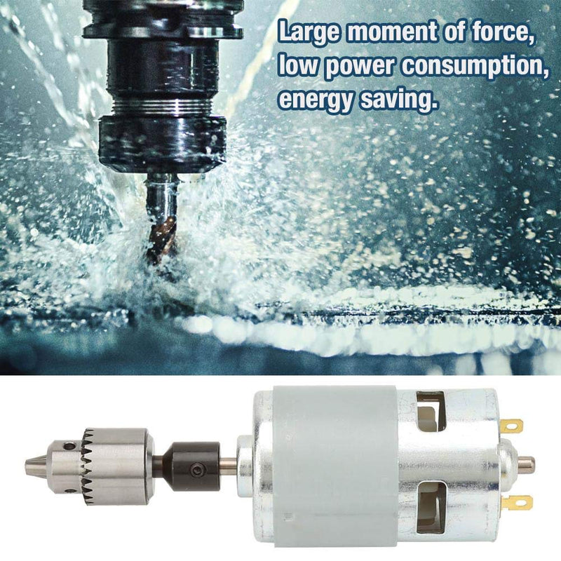 12-30 V Micro Motor Set 775 High-Performance Large Torsion Electric Motor Ball Bearing Shaft with Fan, Chuck, Wrench and Shaft Sleeve