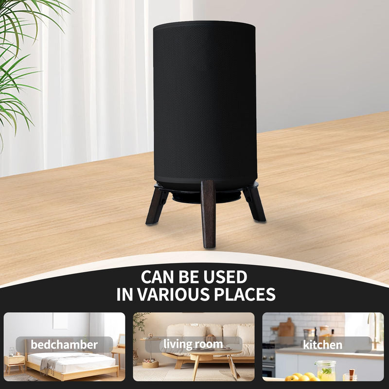 shinar Real Wood Desktop Speaker Stands,Table Desk Stand Compatible for Sonos Era 100 with Cable Management Table Wooden Mount Holder for sonos 100 (Black) Black