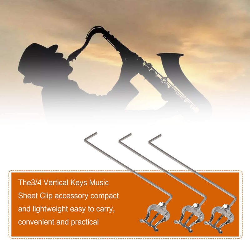 Silver 3/4 Vertical Keys Euphonium Marching Clip, 3/4 Vertical Keys Music Sheet Clip